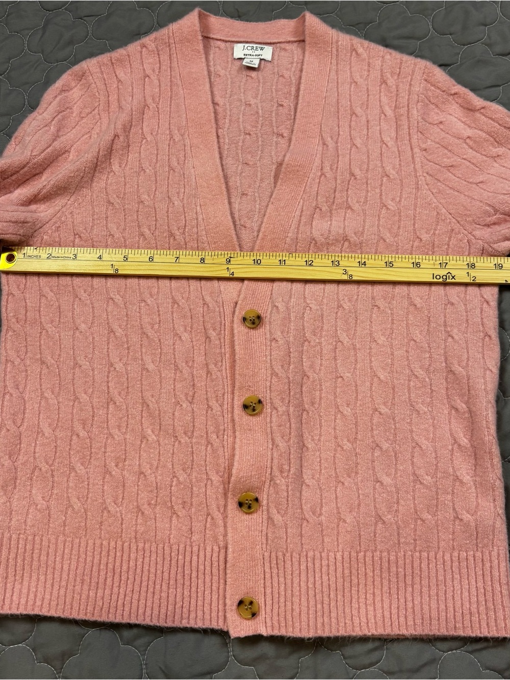 J. Crew Baby Pink Super Soft Cable-Knit V‑Neck Cardigan Size M - Picture 7 of 8